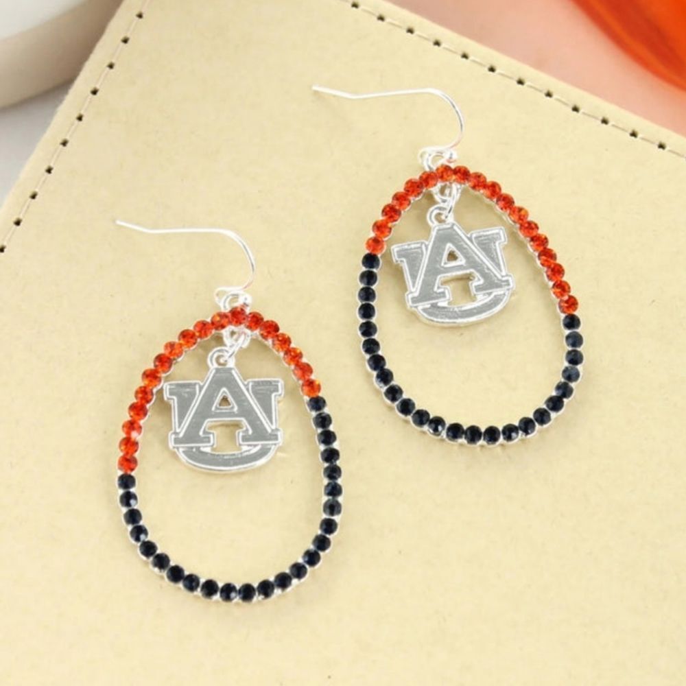 Auburn Collegiate Crystal Loop Earrings
